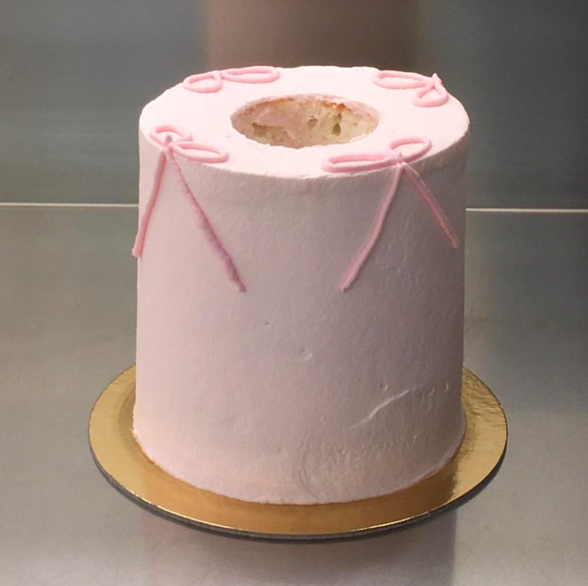 Double Decker Frosted Bow Angel Cake