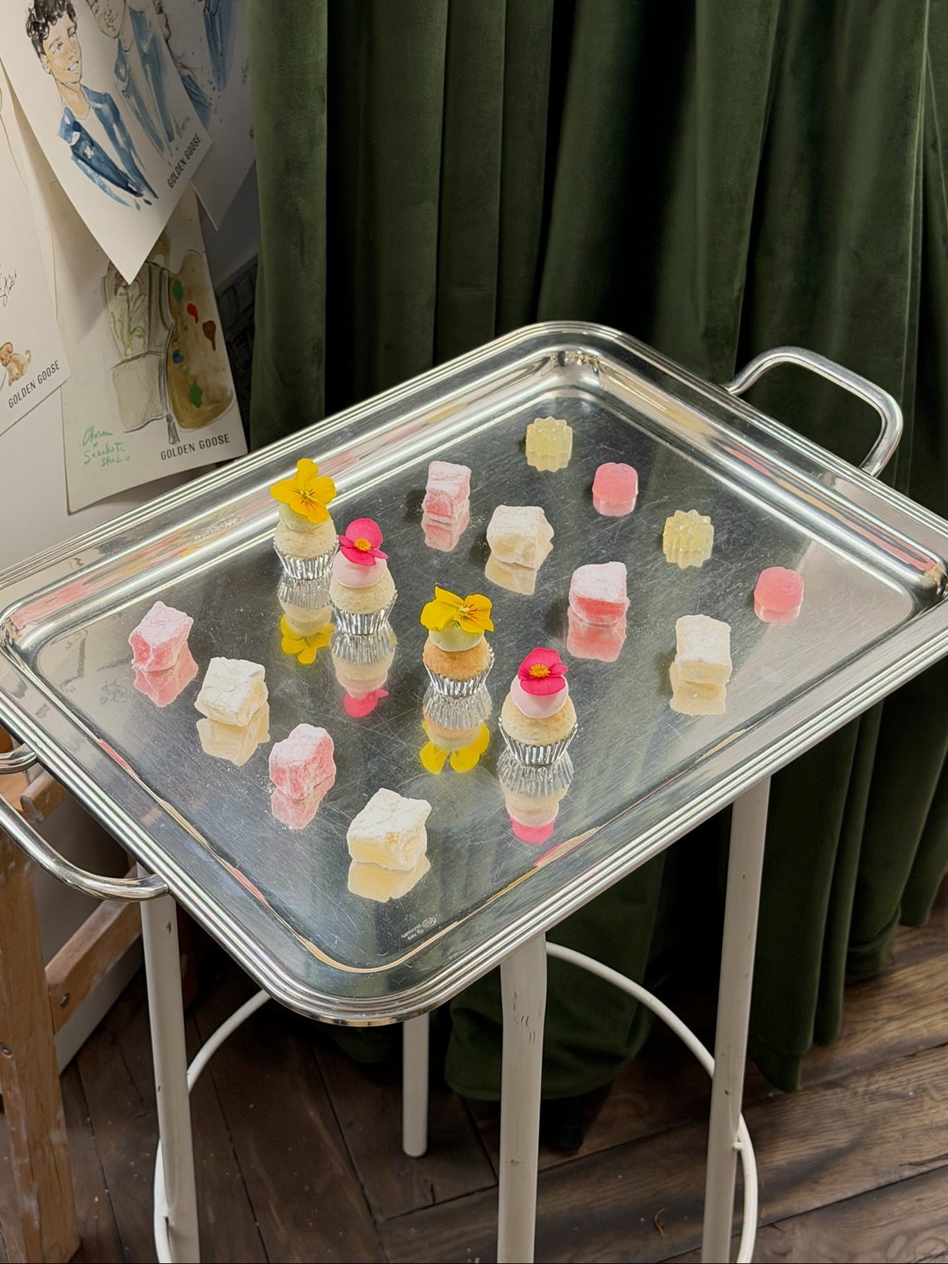 Curated catering spread of plated desserts and a sundae station for a private event by OSLO Studio, Milan