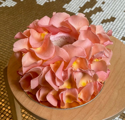 ROSE PETAL COVERED CAKE