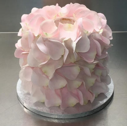 ROSE PETAL COVERED CAKE