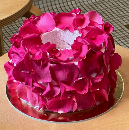 ROSE PETAL COVERED CAKE